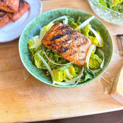 Salmon and Asparagus Caesar Salad