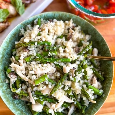 Asparagus, Mushroom, and Cauliflower Risotto